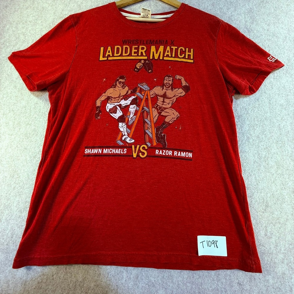 VNT Homage WrestleMania X Ladder Match Shawn Michaels vs Razor Ramon Red Shirt L